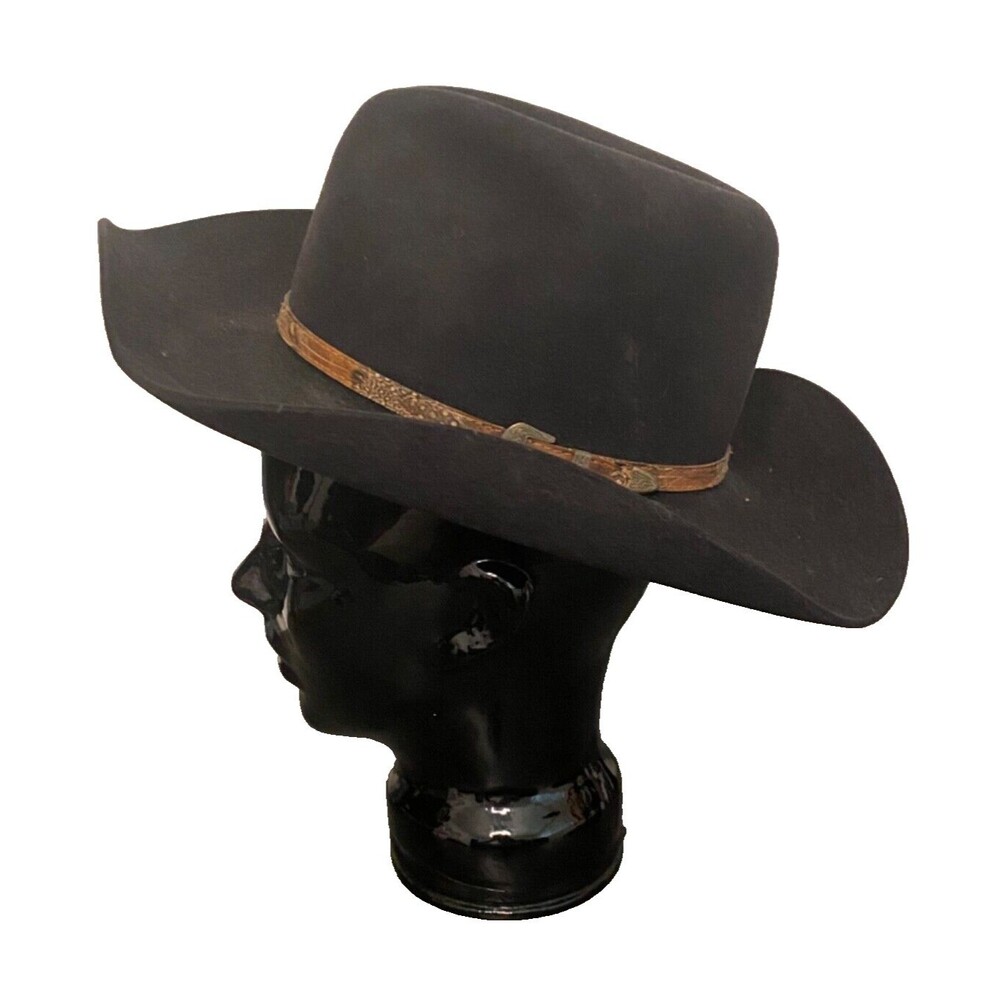 Black Cowboy Western Cody Rodeo Co WY Genuine BEAVER HATS Pelt Fur 6 5/8 USA 53c